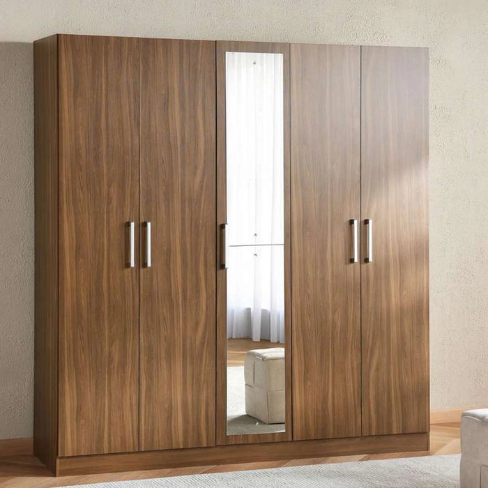 Flexo 5 Door Wardrobe With Mirror - Almond