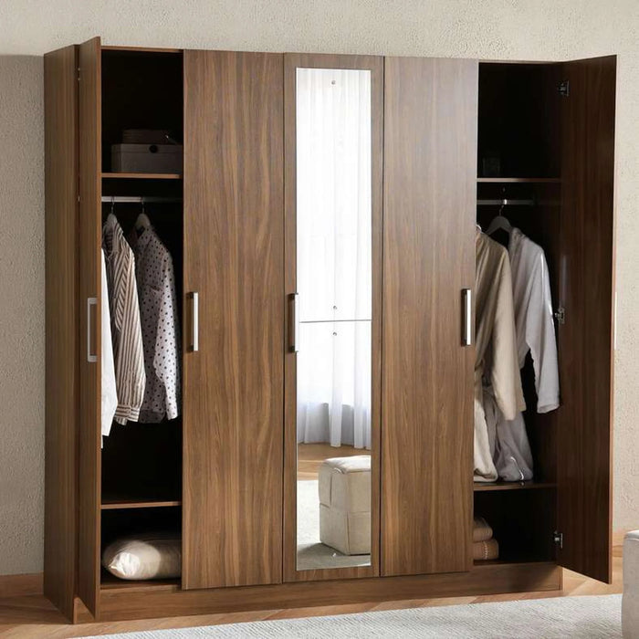Flexo 5 Door Wardrobe With Mirror - Almond