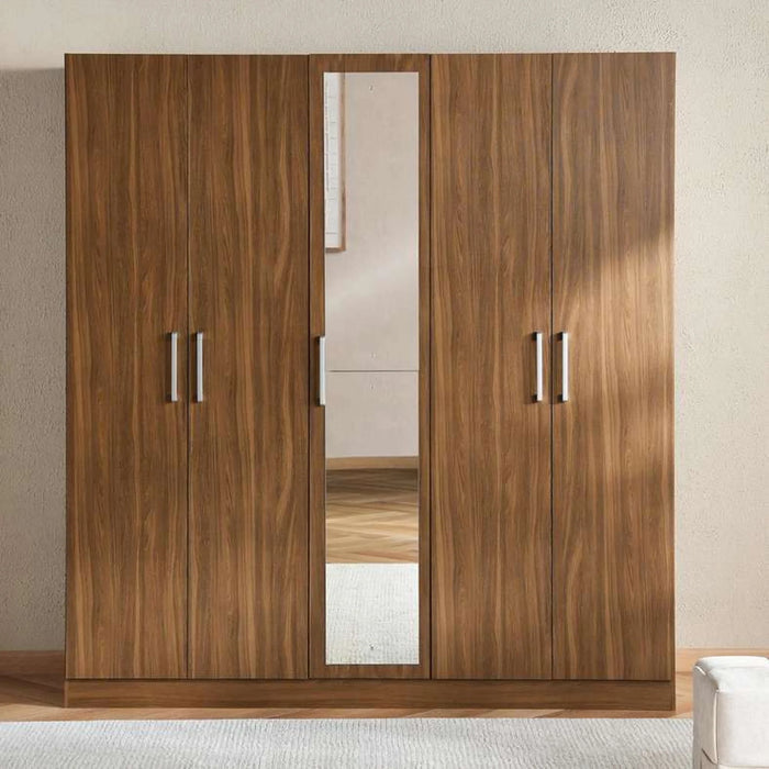 Flexo 5 Door Wardrobe With Mirror - Almond