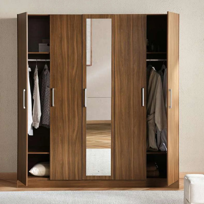 Flexo 5 Door Wardrobe With Mirror - Almond