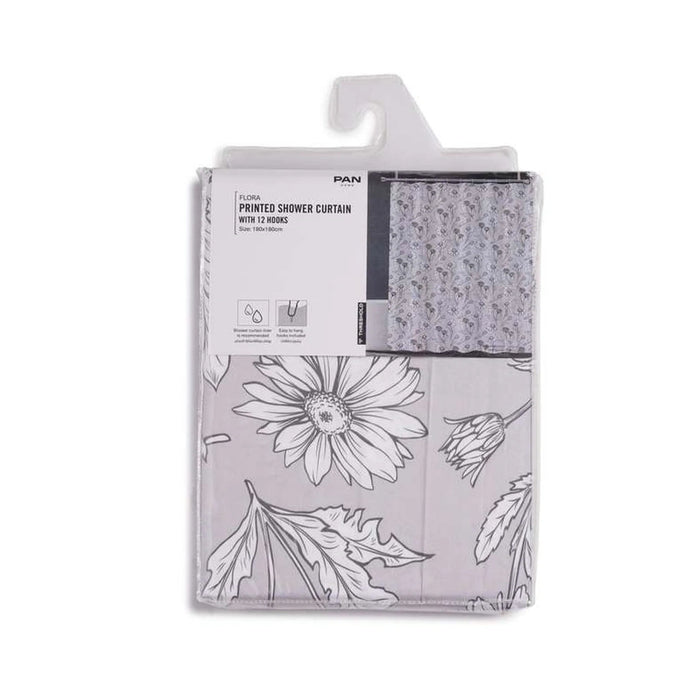Flora Printed Shower Curtain 180X180Cm-Grey Pan Home