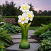 Flora Three Flowers Magnesia Planter With Solar 26X18X70Cm - White Pan Home