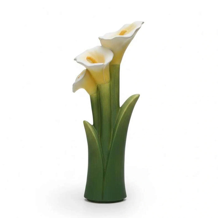 Flora Two Flowers Magnesia Planter With Solar 25.5X19X65Cm - White Pan Home