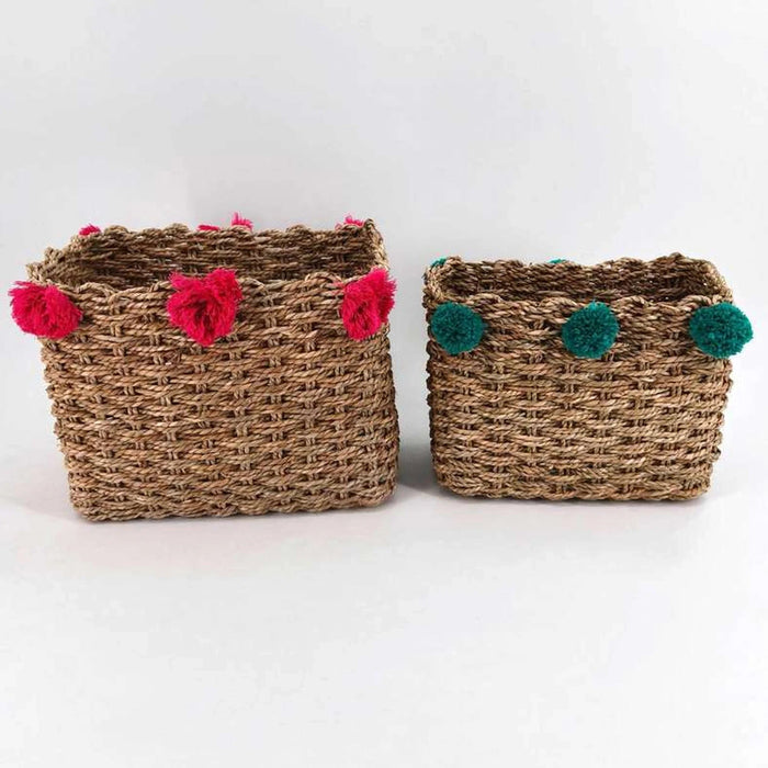 Florabelle 2Pc Handmade Basket Set 28X18X21Cm/ 24X14X18Cm -Natural /Multi Pan Home