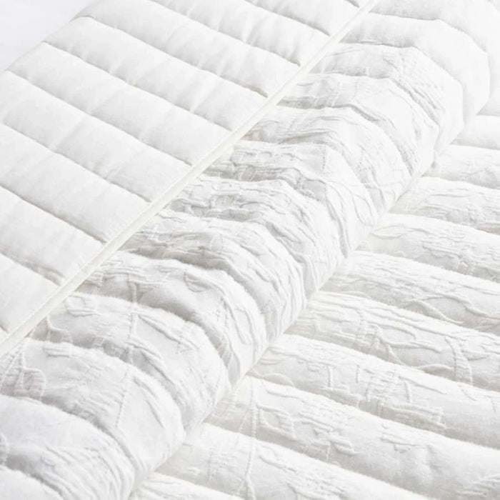 Floral Damask 3-Piece Garment Washed Cotton Matelasse Bedspread Set 220X240Cm - Bright Ivory Pan Home