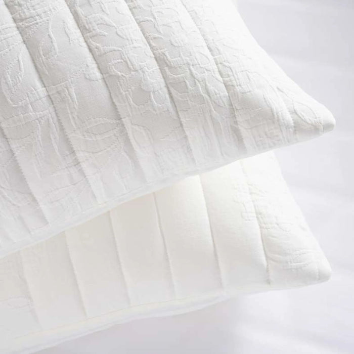 Floral Damask 3-Piece Garment Washed Cotton Matelasse Bedspread Set 220X240Cm - Bright Ivory Pan Home