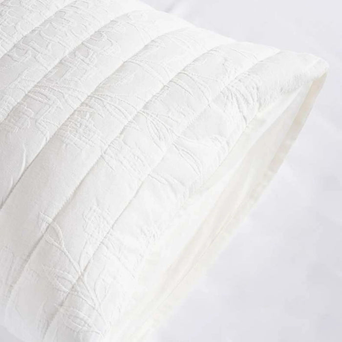 Floral Damask 3-Piece Garment Washed Cotton Matelasse Bedspread Set 220X240Cm - Bright Ivory Pan Home