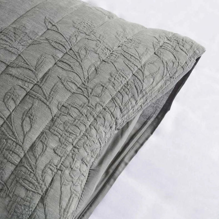 Floral Damask 3-Piece Garment Washed Cotton Matelasse Bedspread Set 220X240Cm - Olive Pan Home