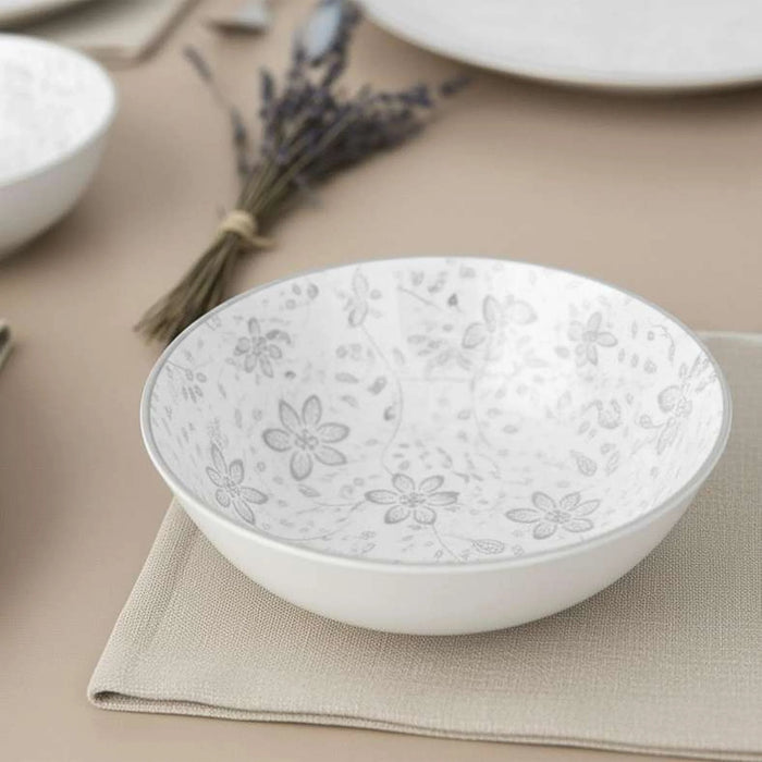 Floral Fiesta 12-Piece Porcelain Dinner Set -White & Beige