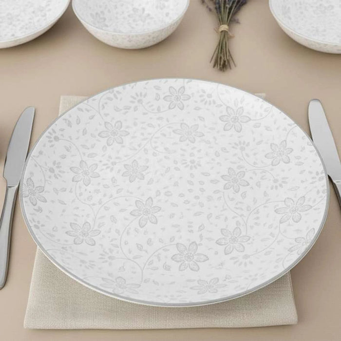 Floral Fiesta 12-Piece Porcelain Dinner Set -White & Beige