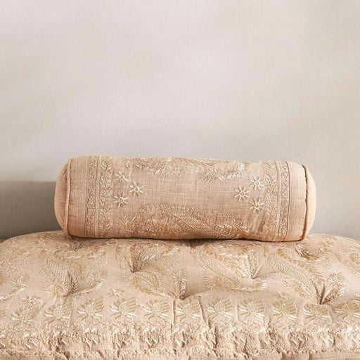 Floral Paisley Embroidered Bolster 50X20Cm - Beige Pan Home