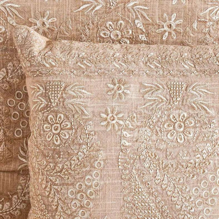 Floral Paisley Embroidered Filled Cushion 45X45Cm - Beige Pan Home
