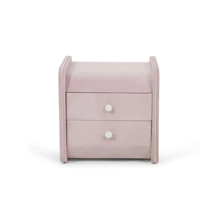 Floral Princess Kids Nightstand With 2 Drawers Upholstered - Pink