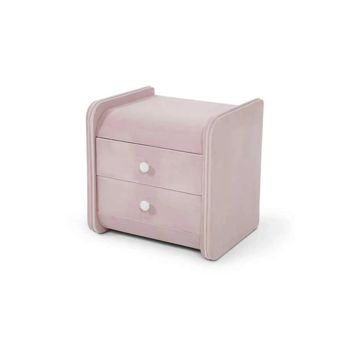 Floral Princess Kids Nightstand With 2 Drawers Upholstered - Pink