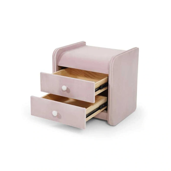Floral Princess Kids Nightstand With 2 Drawers Upholstered - Pink