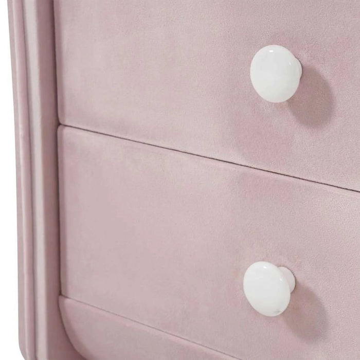 Floral Princess Kids Nightstand With 2 Drawers Upholstered - Pink
