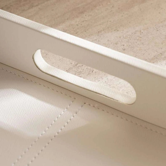 Flores Faux Leather Decor Tray 45X30X6Cm - White Pan Home