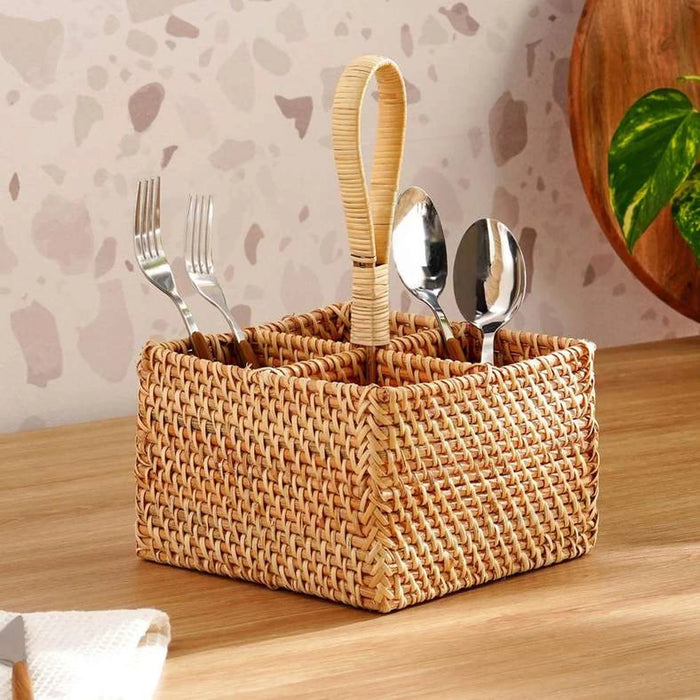 Floresta Rattan Cutlery Holder 18X18X27Cm- Natural