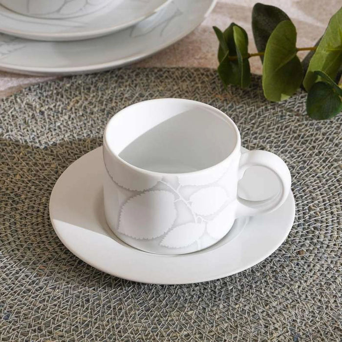 Florian Stoneware Tea Cup & Saucer 270Ml -White