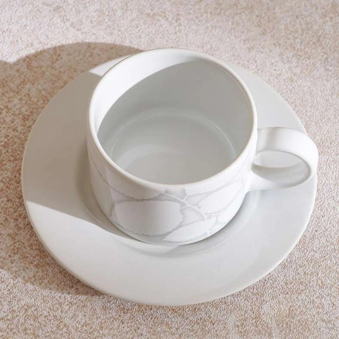 Florian Stoneware Tea Cup & Saucer 270Ml -White