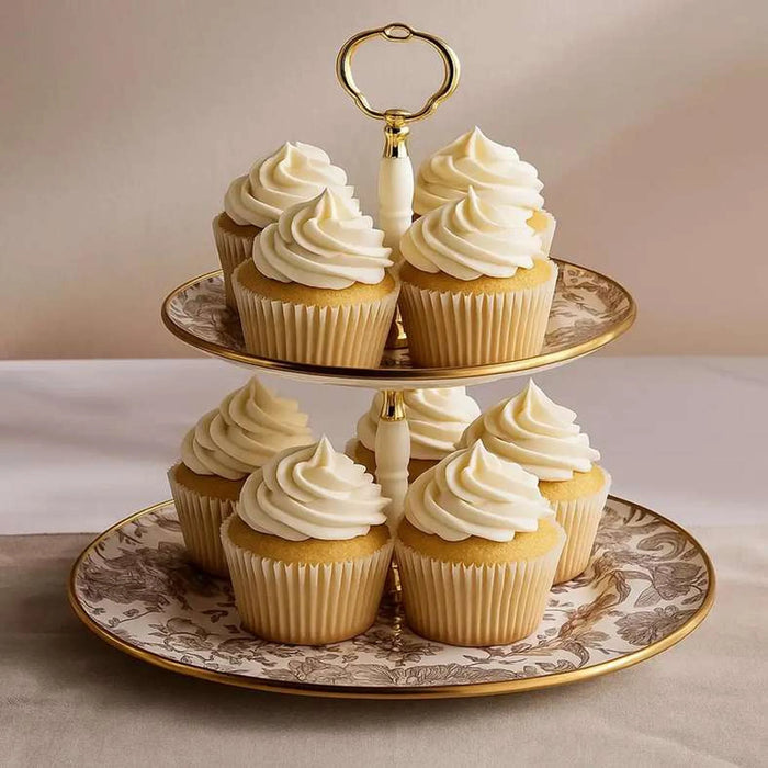 Florian Wren 2 Tier Cake Stand 28X27Cm -White & Brown