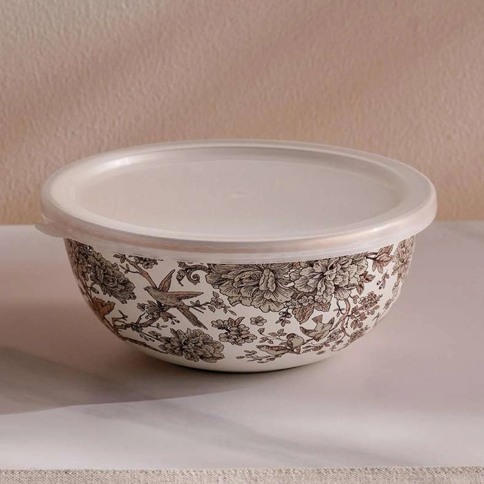Florian Wren Food Container With Lid 1.7L -White & Brown
