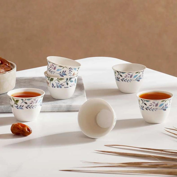 Florinio 6-Piece Kahwa Cup 80Ml -White Blue