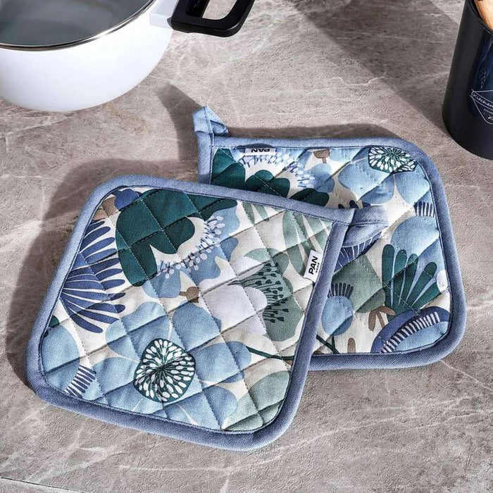 Floro Printed 2Piece Pot Holder Set 20X20Cm - Green