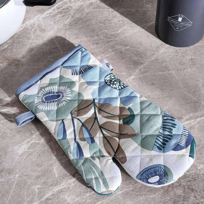 Floro Printed Oven Mitten 17X30Cm - Green
