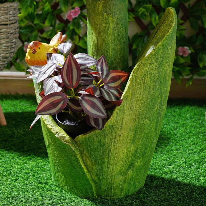 Flower Magnesia Planter With Solar 34X19.5X74Cm - Yellow Green Pan Home
