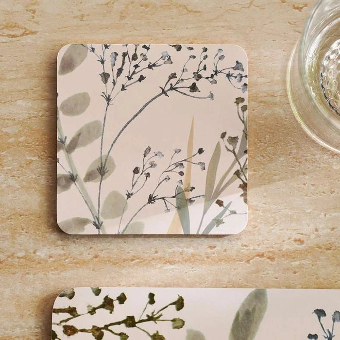 Foliage 4Piece Corkback Coaster Set 10X10Cm - Green Pan Home