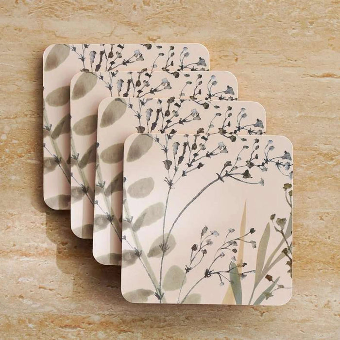 Foliage 4Piece Corkback Coaster Set 10X10Cm - Green Pan Home