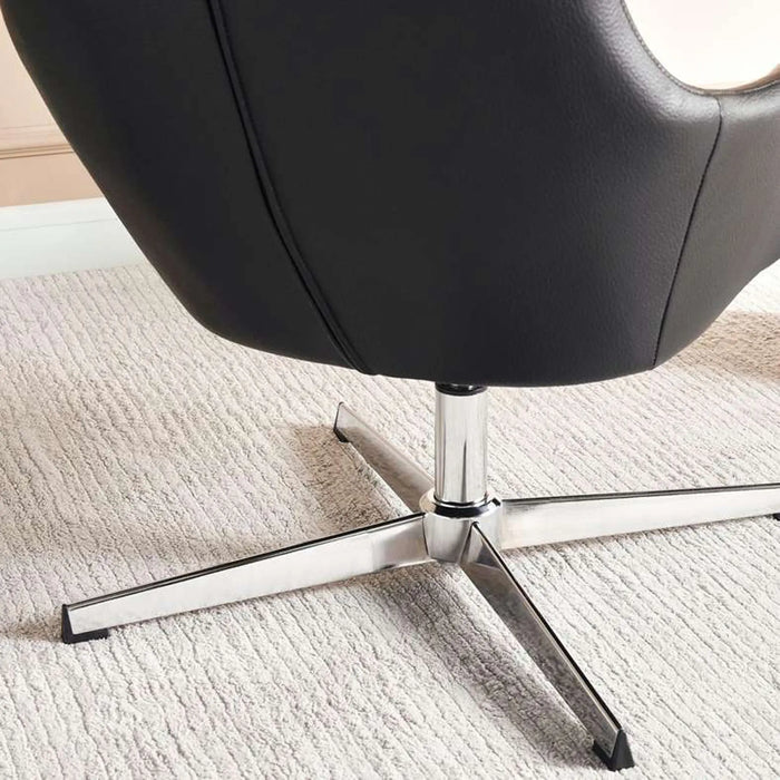 Formal Office Single Seater Sofa   Pu + Chrome Legs Black