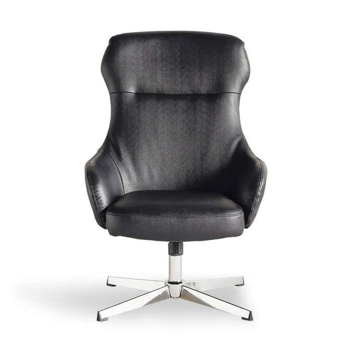 Formal Office Single Seater Sofa   Pu + Chrome Legs Black