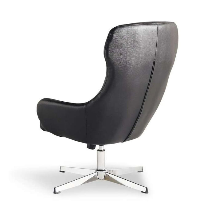Formal Office Single Seater Sofa   Pu + Chrome Legs Black