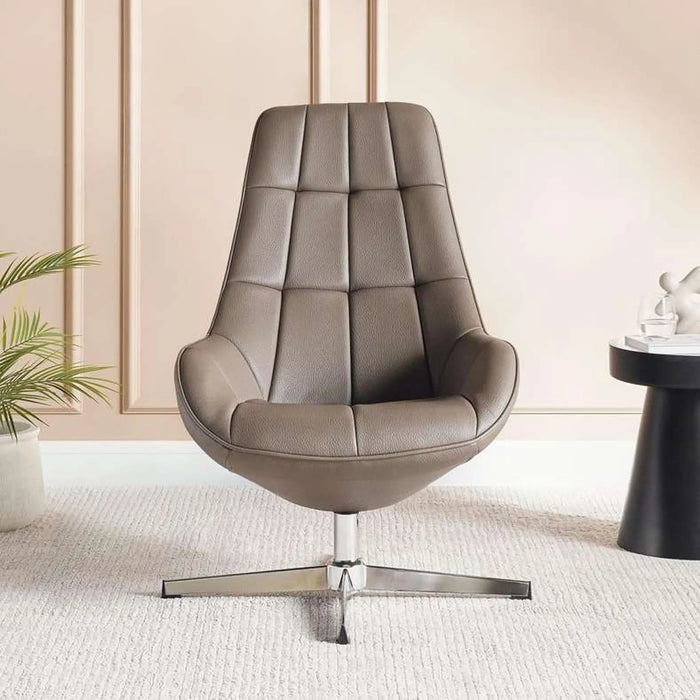 Formal Office Single Seater Sofa   Pu + Chrome Legs Brown