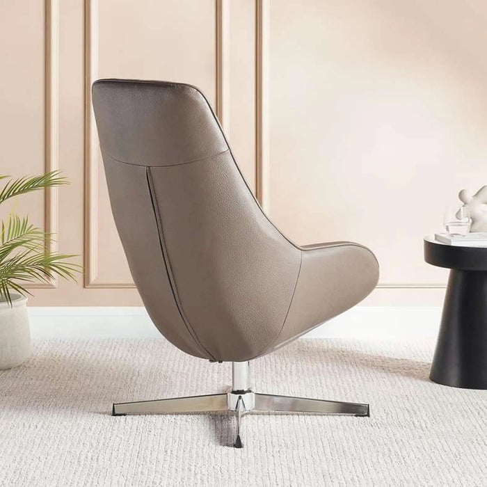 Formal Office Single Seater Sofa   Pu + Chrome Legs Brown