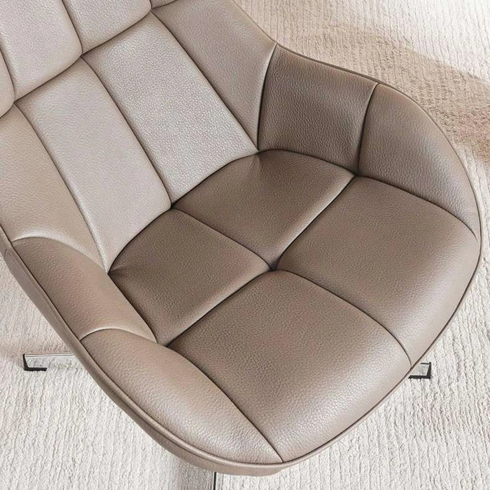 Formal Office Single Seater Sofa   Pu + Chrome Legs Brown