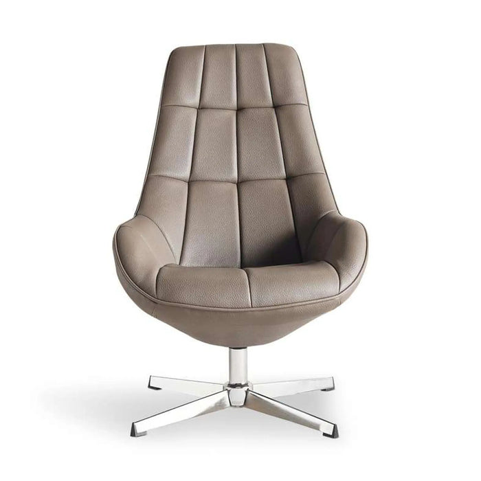 Formal Office Single Seater Sofa   Pu + Chrome Legs Brown
