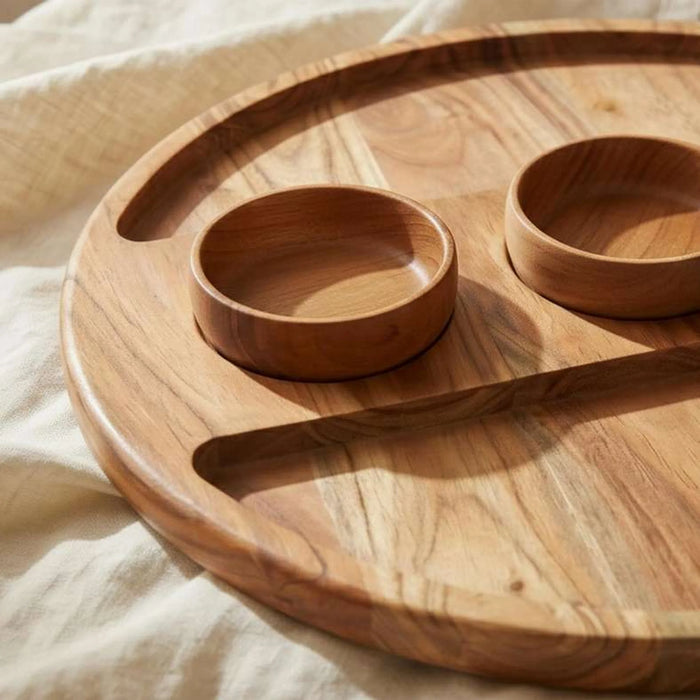 Fortessa Acacia Lazy Susan With Bowls Dia45.7X9.5Cm -Natural