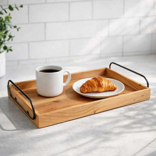 Fortessa Acacia Serving Tray With Handle 47.6X30.5X7Cm -Natural Pan Home