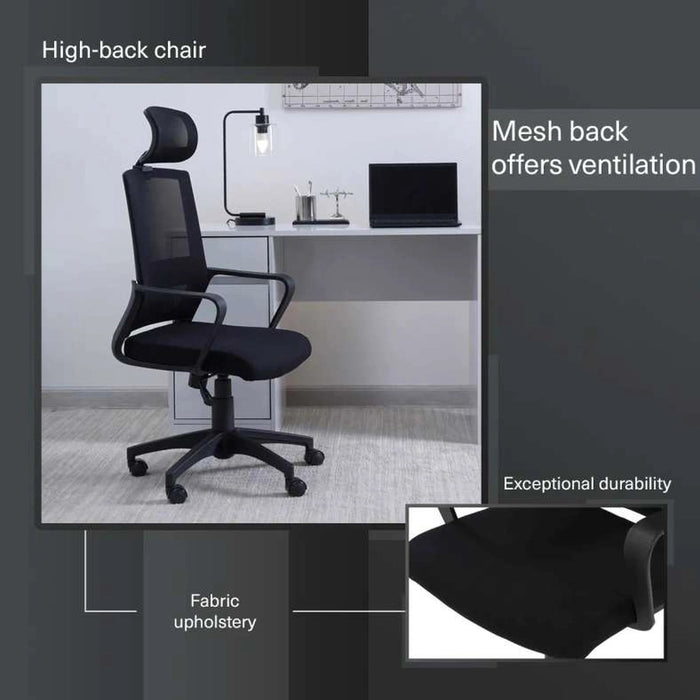 Fortis Office High Back Chair Mesh Fabric - Black Pan Home