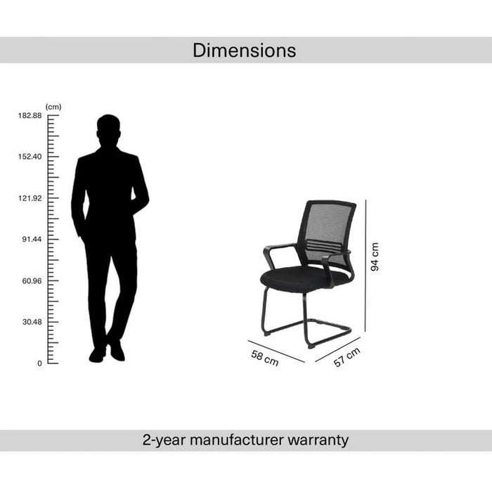 Fortis Office Visitor Chair Mesh And Fabric - Black | Black
