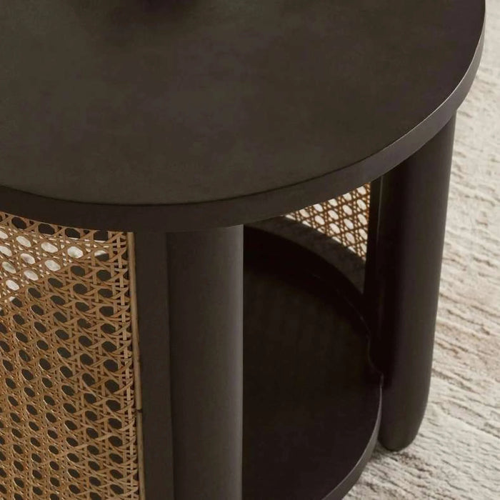 Fracer End Table  Wood - Black & Beige