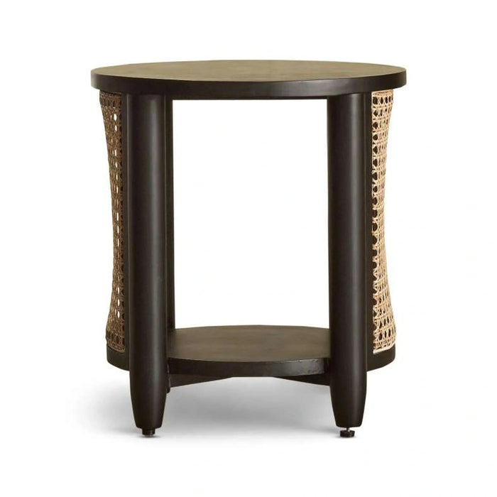 Fracer End Table  Wood - Black & Beige