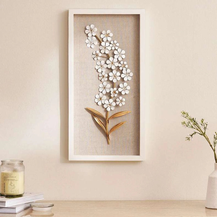 Francesca Floral Framed Wall Decor 30X4.4X60Cm-White
