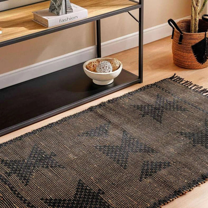 Frenzo Hand Woven Jute With Cotton Dhurrie 60X90Cm - Black Pan Home