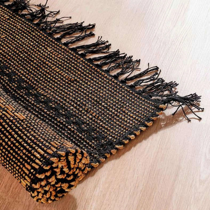 Frenzo Hand Woven Jute With Cotton Dhurrie 60X90Cm - Black Pan Home
