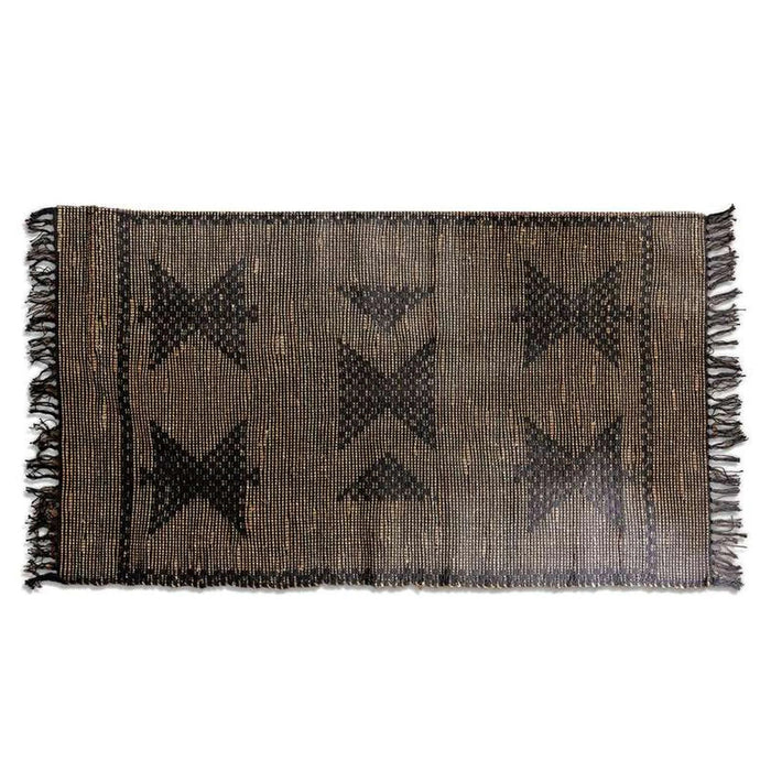 Frenzo Hand Woven Jute With Cotton Dhurrie 60X90Cm - Black Pan Home