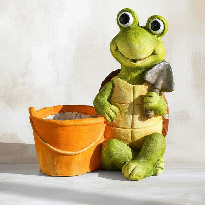 Frog With Bucket Magnesia Planter 30.5X20.5X34Cm - Green Pan Home